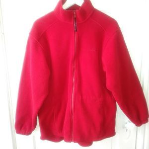 Vintage L L Bean Women's Fleece Jumper Full Zip-Up Red Jacket Size Large